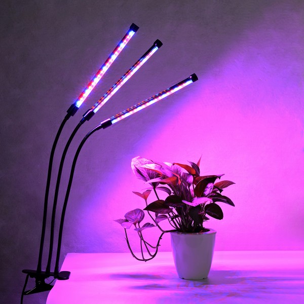 PROFI LED GROW trubicová lampa so zabudovaným časovačom a stmievačom na všetky rastliny, 15W, trojramenná