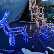 LED vianočný SOB so saňami, modrá+chladná biela, IP44