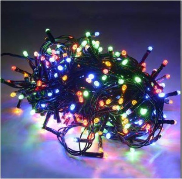 PROFI vianočná EXTRA HRUBÁ LED svetelná reťaz vonkajšia na spájanie FLASH - 300LED - 24m viacfarebná + studená biela, IP44