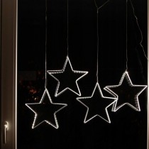 LED svetelný záves - GIRLANDA-HVIEZDY, 3m reťaz, 196xLED, IP20, studená biela