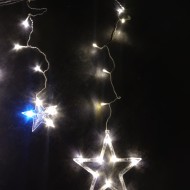 LED svetelný záves - GIRLANDA-HVIEZDY, 3m reťaz, 115xLED, IP20, teplá biela+studená biela FLASH efekt