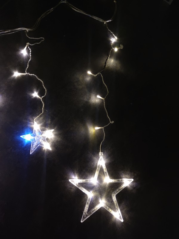 LED svetelný záves - GIRLANDA-HVIEZDY, 3m reťaz, 115xLED, IP20, teplá biela+studená biela FLASH efekt