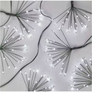 LED svetelná reťaz, 150xLED, svietiace trsy, studená biela, 230V, časovač, IP20