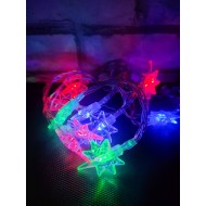 LED svetelná reťaz na batérie, 10x LED, 1,8 m, hviezdy – RGB-viacfarebná