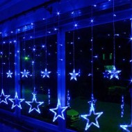  LED svetelný záves  - GIRLANDA-HVIEZDY, 3,5m reťaz, 138xLED, IP20, modrá