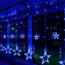  LED svetelný záves  - GIRLANDA-HVIEZDY, 3,5m reťaz, 138xLED, IP20, modrá