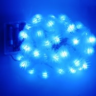 LED vianočné osvetlenie - snehové gule, 4m reťaz, 40xLED, IP20, 3xAA batérie,  modré