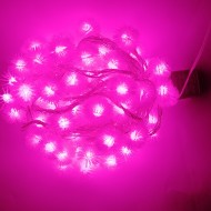 LED vianočné osvetlenie, snehové gule, 10m reťaz, 100xLED, IP20, ružová
