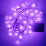 LED vianočné osvetlenie - snehové gule, 10m reťaz, 100xLED, IP20, fialová