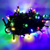 PROFI LED vianočné osvetlenie 10m reťaz so zeleným káblom, 100xLED, IP44, viacfarebná