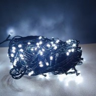 Vianočná LED svetelná reťaz vonkajšia na spájanie FLASH - 200LED – 13,5m studená biela + studená biela, IP44