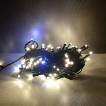 Vianočná LED svetelná reťaz vonkajšia na spájanie FLASH - 100LED - 8m teplá biela + studená biela, IP44