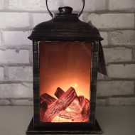 LED svietiaci lampáš s efektom horiaceho dreva, 3x AA batérie