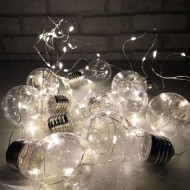 LED vianočné žiarovky 3,8m, 3xAA batérie, teplá biela