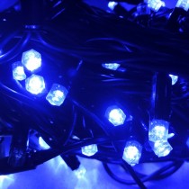PROFI vianočná EXTRA HRUBÁ LED svetelná reťaz vonkajšia na spájanie FLASH - 100LED - 8m, modrá + studená biela, IP44
