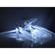 Vianočné dekoratívne osvetlenie - cencúle - 20x LED, 3m, 3xAA batérie, studená biela
