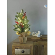 LED vianočný stromček zasnežený - svetelná dekorácia, teplá biela, 3x AA, časovač