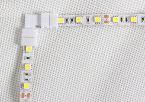 Klip napájacia rohová spojka pre jednofarebné LED pásiky so šírkou 10 mm (SMD 5050, 5630)